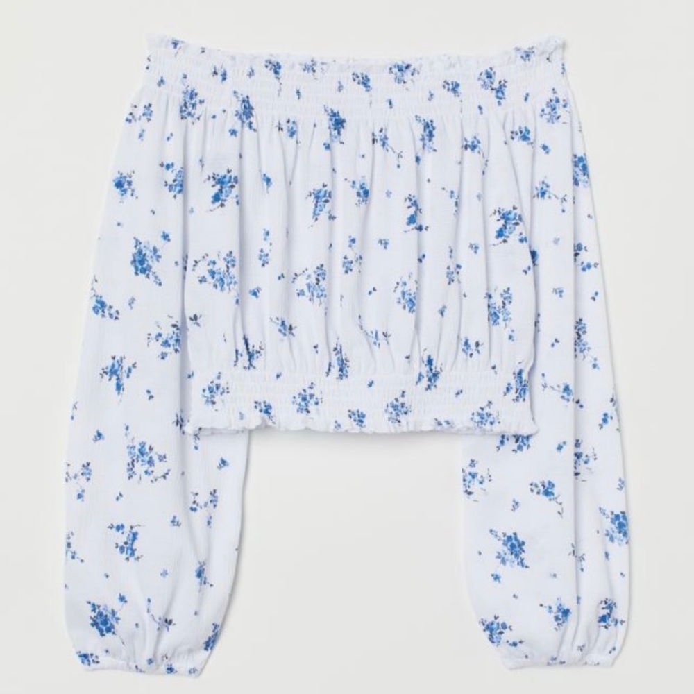 H&M FLORAL OFF THE SHOULDER TOP